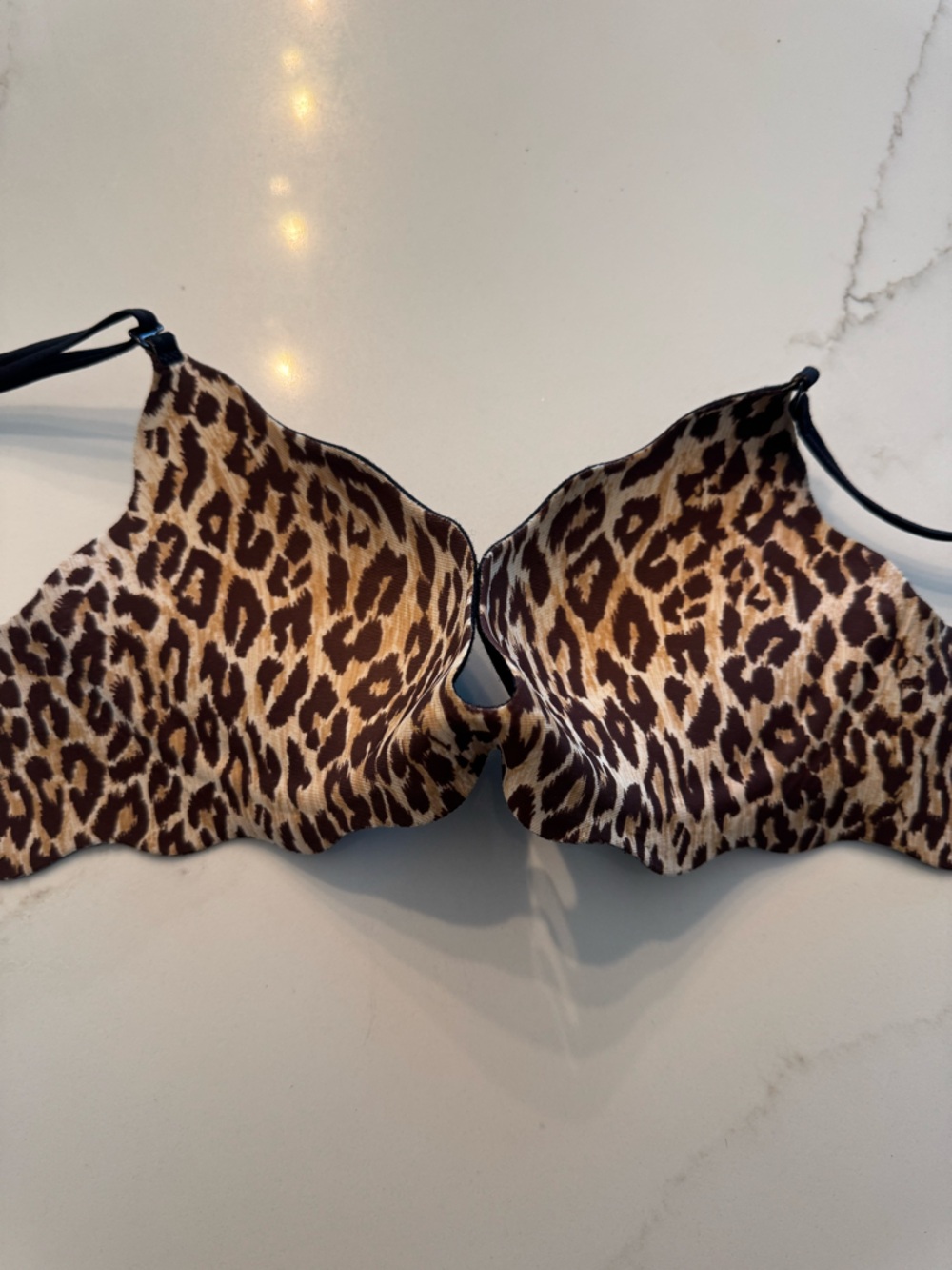 Others Follow Leopard Print Scalloped Bra in Brown and Black